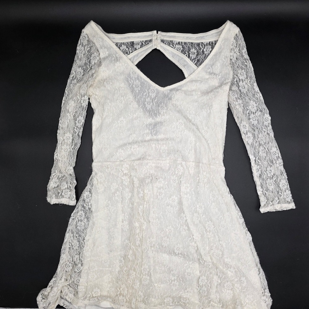 American‎ Eagle Outfitters White Lace Cutout Back Long Sleeve Dress Womens S P